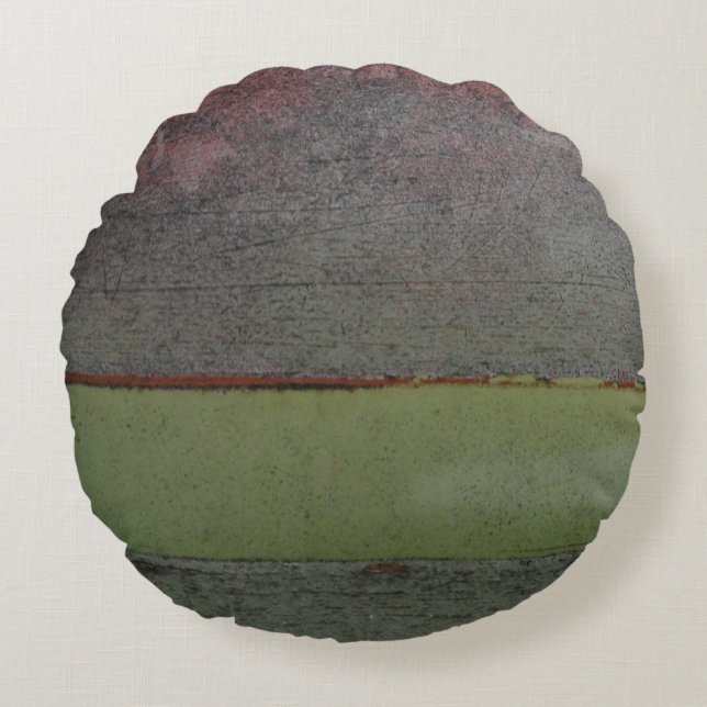Teal blue Pink Green rusted Round Pillow (Front)
