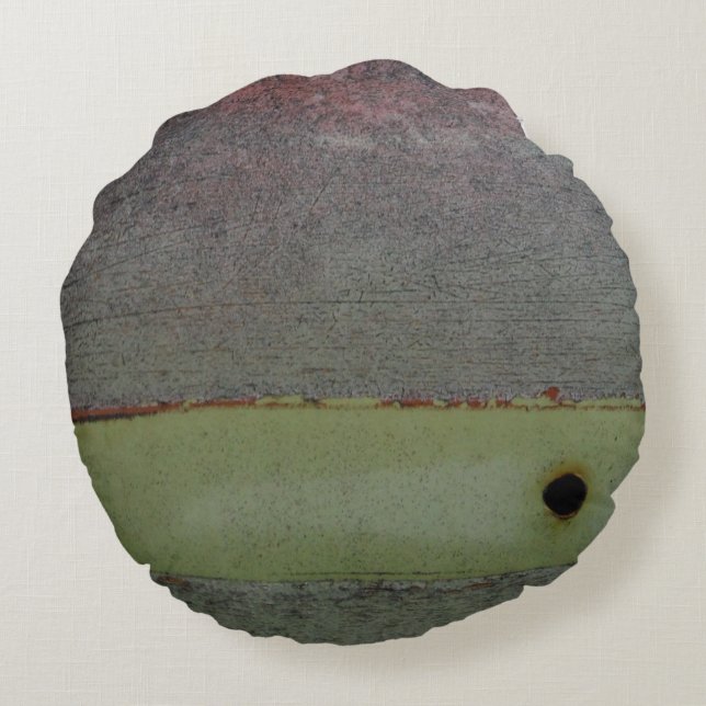 Teal blue Pink Green rusted Round Pillow (Back)