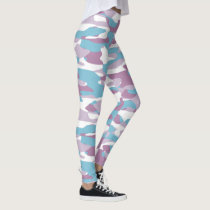Teal Blue Pink Purple White Camouflage Pattern Leggings Teal Blue Pink Purple White Camouflage Pattern Leggings