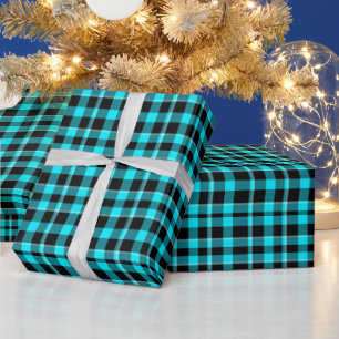 Teal Blue Plaid All Occasion Wrapping Paper