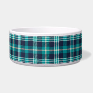 Teal Blue Plaid Pattern Bowl