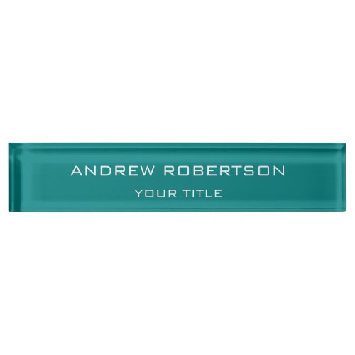 Teal Blue Plain Elegant Minimalist Simple Desk Name Plate