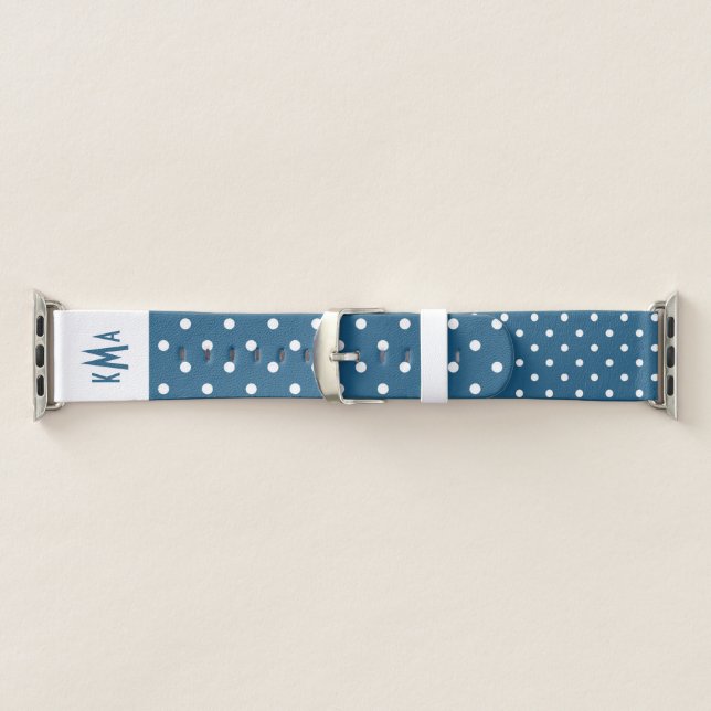Teal Blue Polka Dot Pattern Apple Watch Band (Band)