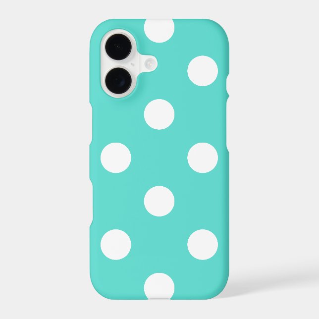 Teal Blue Polka Dot Pattern Iphone Case (Back)