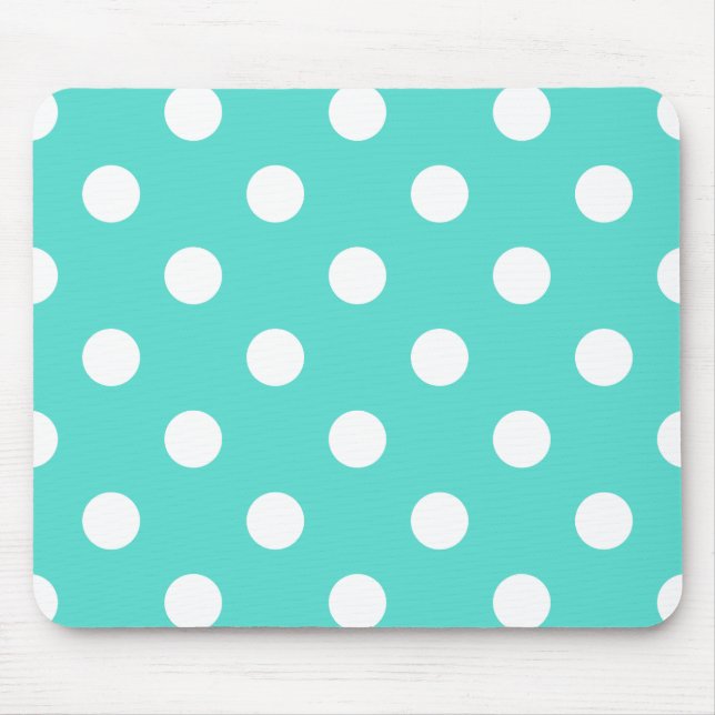 Teal Blue Polka Dot Pattern Mouse Pad (Front)