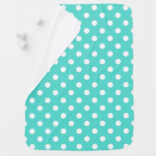 Teal Blue Polka Dot Pattern Swaddle Blanket