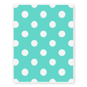 Teal Blue Polka Dot Pattern Temporary Tattoos