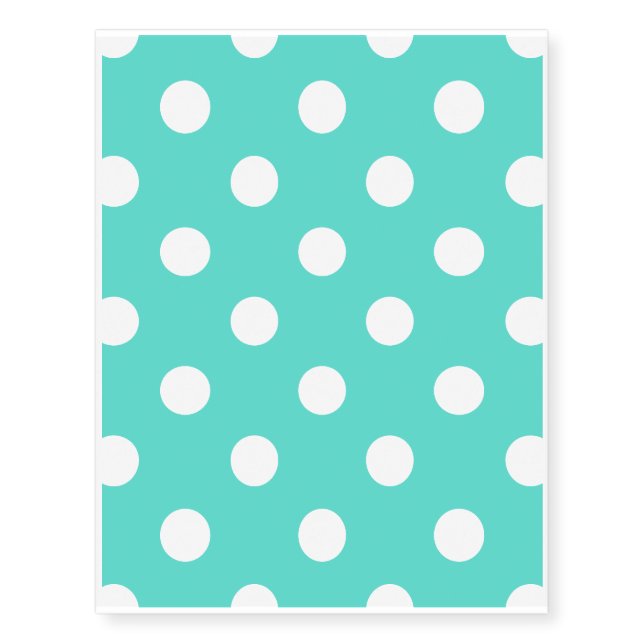 Teal Blue Polka Dot Pattern Temporary Tattoos (Front)