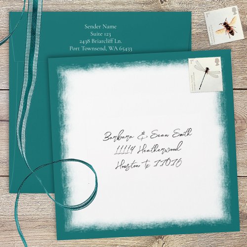 Teal Blue Pre_addressed Wedding Invitation Envelope