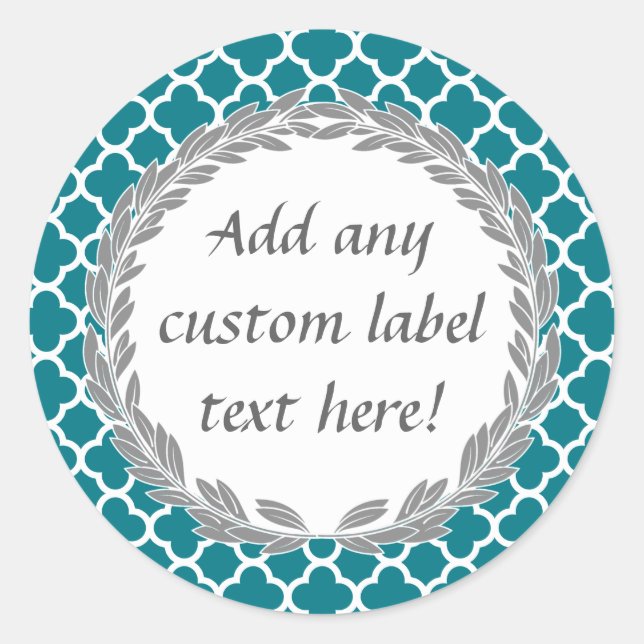 Teal Blue Pretty Custom Canning Jar Craft Label (Front)