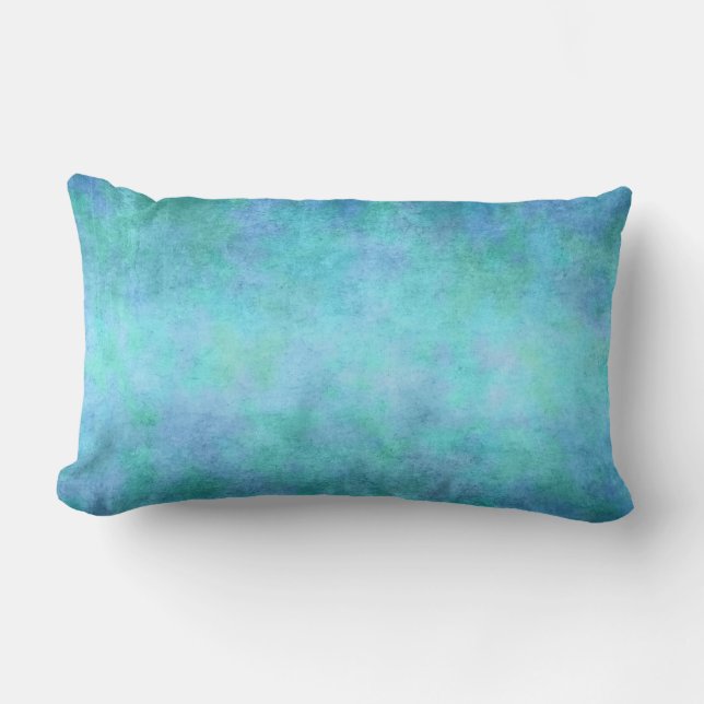 Teal Blue, Purple, Aqua, and Violet Watercolor Lumbar Pillow (Front)