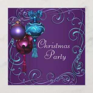 Teal Blue Purple Christmas Party Invitations