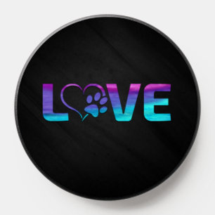 Teal blue purple dog paw print heart love dogs  PopSocket