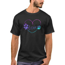 Teal blue purple Dog Paw Print Heart love