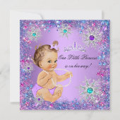 Teal Blue Purple Pink Princess Baby Shower Brown Invitation (Front)