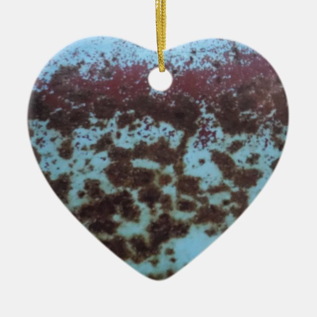 Teal Blue & Purple Rusted background Ceramic Ornament (Front)