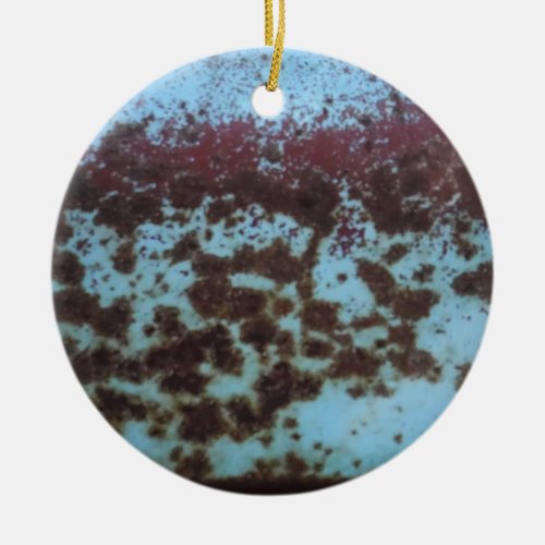 Teal Blue  Purple Rusted background Ceramic Ornament