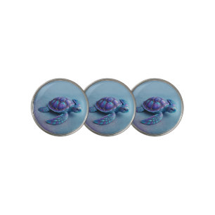 Teal Blue Purple Turtle Colorful Sea Turtle Golf Ball Marker