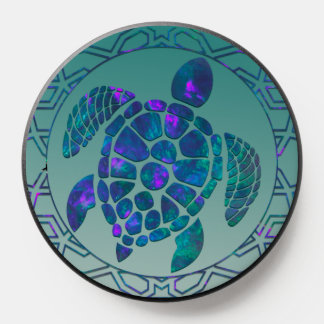 teal blue purple Turtle Design on teal grey  PopSocket