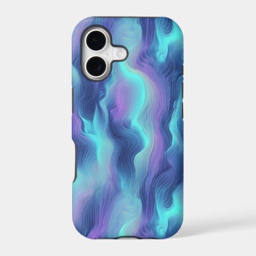 Teal Blue Purple Wavy Northern Lights iPhone 17 Case