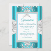 Teal Blue Quinceanera 15th Birthday Party Tiara Invitation (Front)