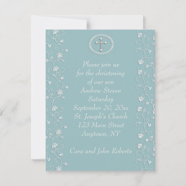 Teal Blue Religous Invitation (Front)