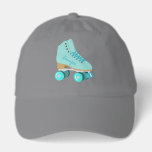 Teal Blue Retro Quad Roller Skate Personalized Hat