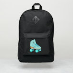 Teal Blue Retro Quad Roller Skate Personalized Port Authority® Backpack<br><div class="desc">Show them how you roll! This custom backpack features a realistic style illustration of a classic quad roller skate in teal. It's ready to be personalized with a name in coordinating script lettering on the side of the skate. Makes a great gift for anyone who loves roller skating or is...</div>
