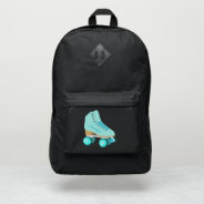 Teal Blue Retro Quad Roller Skate Personalized Port Authority® Backpack at Zazzle