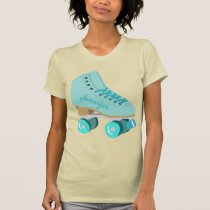 Teal Blue Retro Quad Roller Skate Personalized T-Shirt