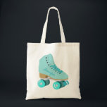 Teal Blue Retro Quad Roller Skate Personalized Tote Bag<br><div class="desc">Show them how you roll! This custom tote bag features a realistic style illustration of a classic quad roller skate in teal. It's ready to be personalized with a name in coordinating script lettering on the side of the skate. Makes a great gift for anyone who loves roller skating or...</div>