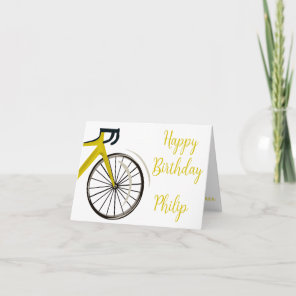 Teal Blue Road Bike cyclist Birthday Card