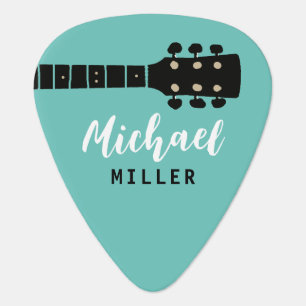Teal Blue Rock Guitar Picks with His Name