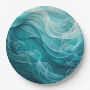 Teal Blue Sea Sky Swirly Dreamy Paper Plates