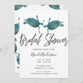 Teal Blue Sea Turtles Ocean Beach Bridal Shower Invitation (Front/Back)