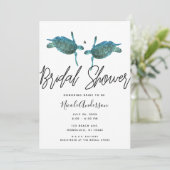Teal Blue Sea Turtles Ocean Beach Bridal Shower Invitation (Standing Front)