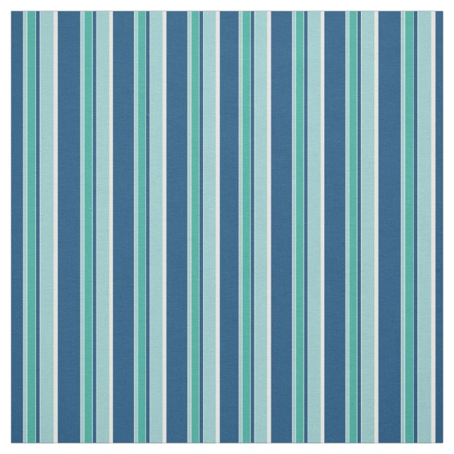 Teal Blue Seafoam Green Stripes Pattern Fabric (Swatch)