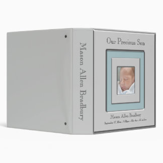 Teal Blue Silver Baby Boy Photo Album Binder