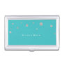 Teal Blue & Silver Dots Business Card Holder