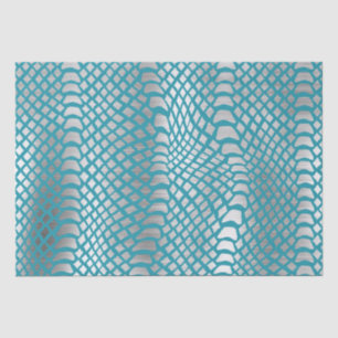 Teal Blue Silver Snake Print Tissue Paper