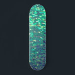 teal blue simulated sequin skateboard<br><div class="desc">faux sequin skateboard</div>