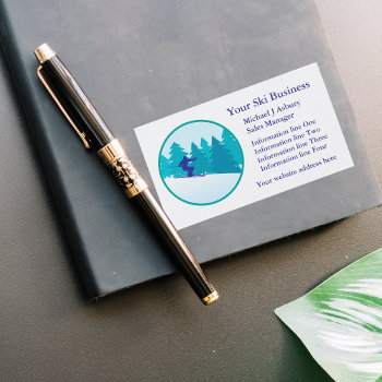 Teal Blue Snow Ski Circle Logo Business Template Business Card by Westerngirl2 at Zazzle