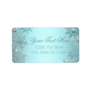 Teal Blue Snowflake Label
