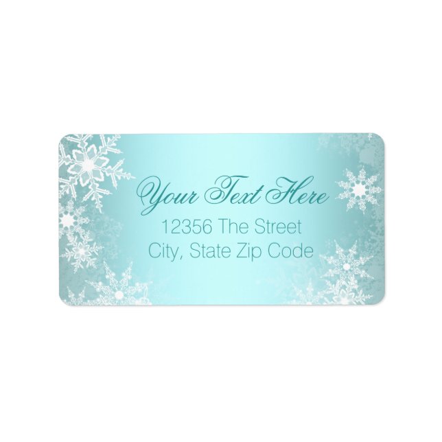 Teal Blue Snowflake Label (Front)