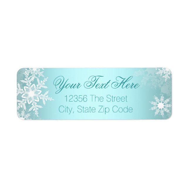 Teal Blue Snowflake Label (Front)