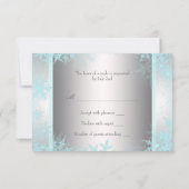 Teal Blue Snowflake Masquerade Party RSVP (Back)