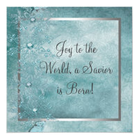Teal Blue Snowflakes Christian Christmas Party Card