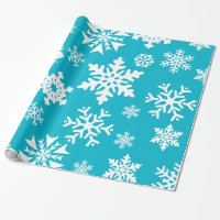 Teal Blue Snowflakes Christmas Holiday Gift Wrap