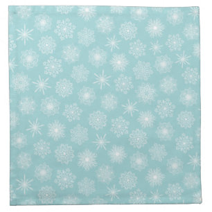 Teal Blue Snowflakes Elegant Christmas Coastal Cloth Napkin