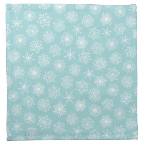 Teal Blue Snowflakes Elegant Christmas Coastal Cloth Napkin